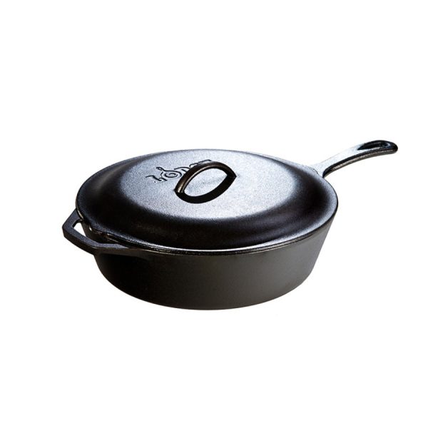 Cast Iron Covered Deep Skillet