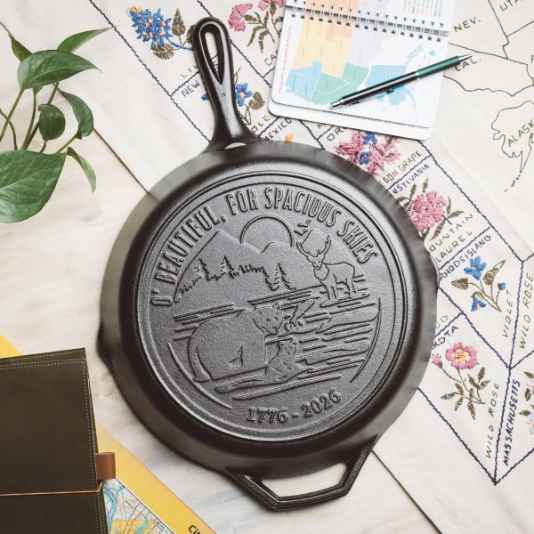 Lodge 12 Inch Seasoned Cast Iron Skillet. Spacious Skies